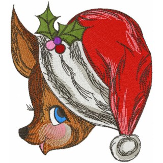 Cute Christmas deer embroidery design - Embroidery Design