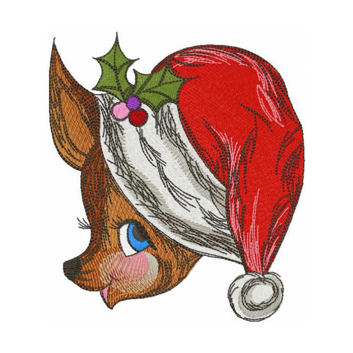 Cute Christmas deer embroidery design - Embroidery Design