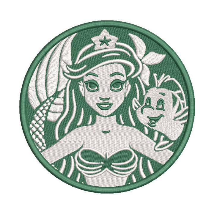 Ariel and Flounder  embroidery design - Embroidery Design