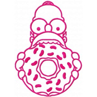 Homer Donut pink embroidery design - Embroidery Design