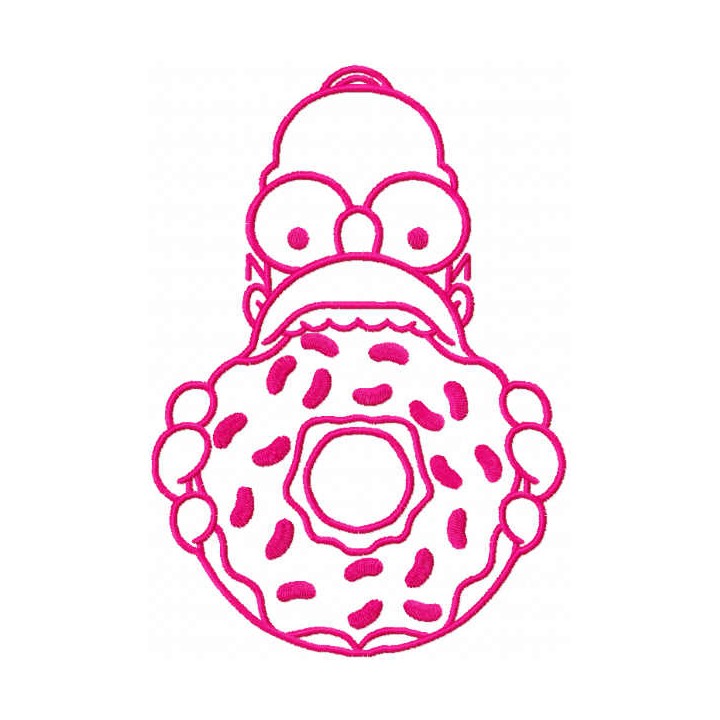 Homer Donut pink embroidery design - Embroidery Design