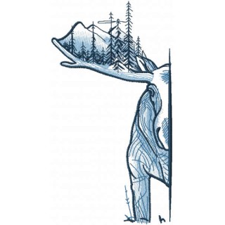 Elk outside the door embroidery design - Embroidery Design