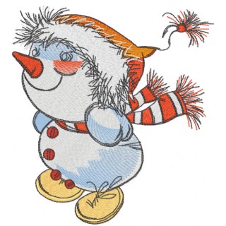 Snowman winter game embroidery design - Embroidery Design