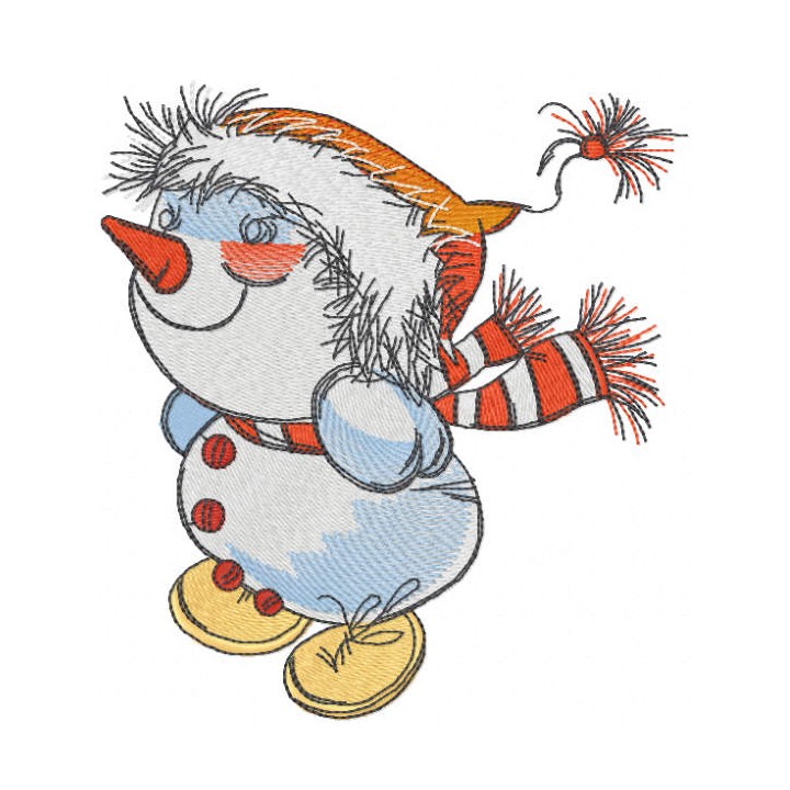Snowman winter game embroidery design - Embroidery Design