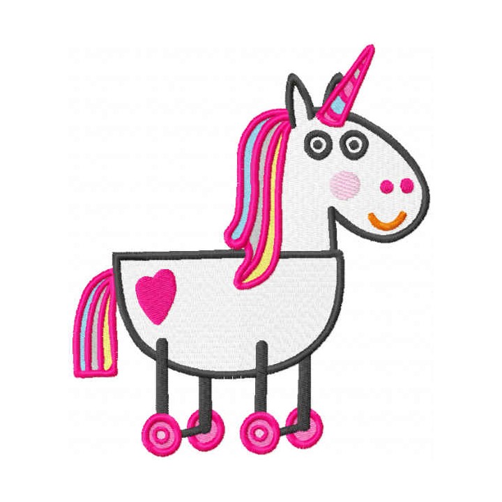 Rainbow toy horse embroidery design - Embroidery Design