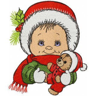 Christmas boy with toy embroidery design - Embroidery Design