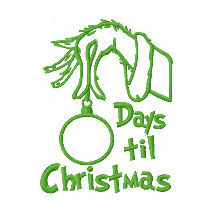 Grinch countdown embroidery design - Embroidery Design