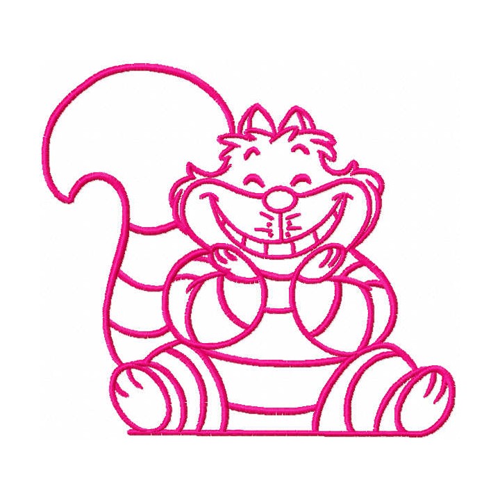 Pink Cheshire Cat embroidery design - Embroidery Design