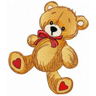 Teddy bear with hearts on heels embroidery design - Embroidery Design