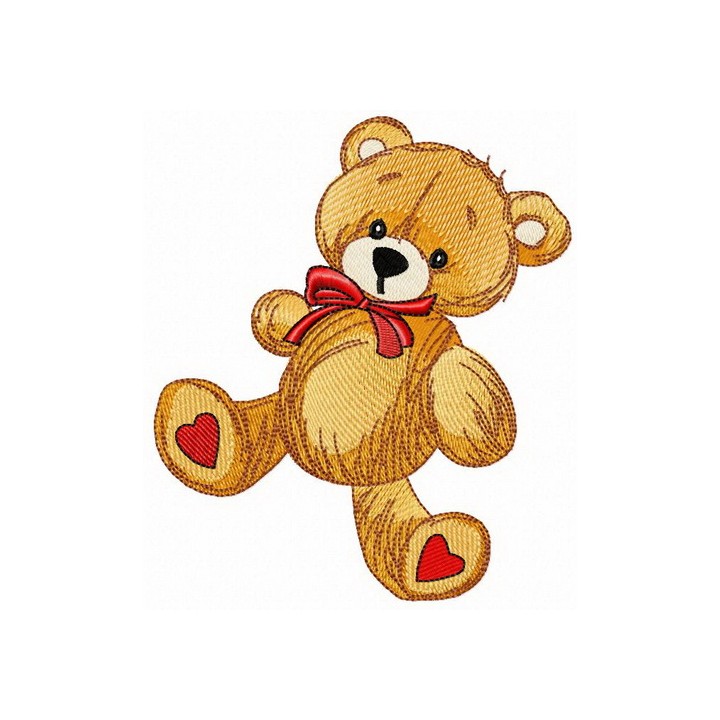 Teddy bear with hearts on heels embroidery design - Embroidery Design