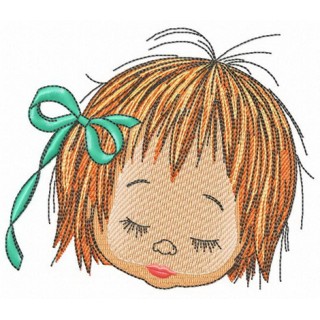 Upset girl's face embroidery design - Embroidery Design