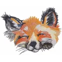 Sleeping fox muzzle embroidery design preview showing detailed stitching pattern