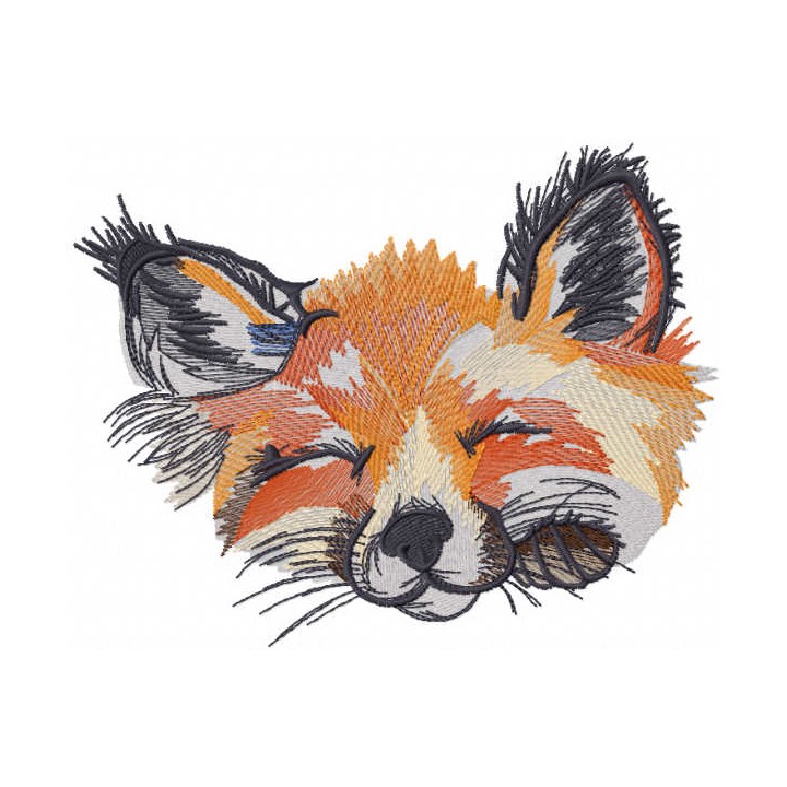 Sleeping fox muzzle embroidery design - Embroidery Design
