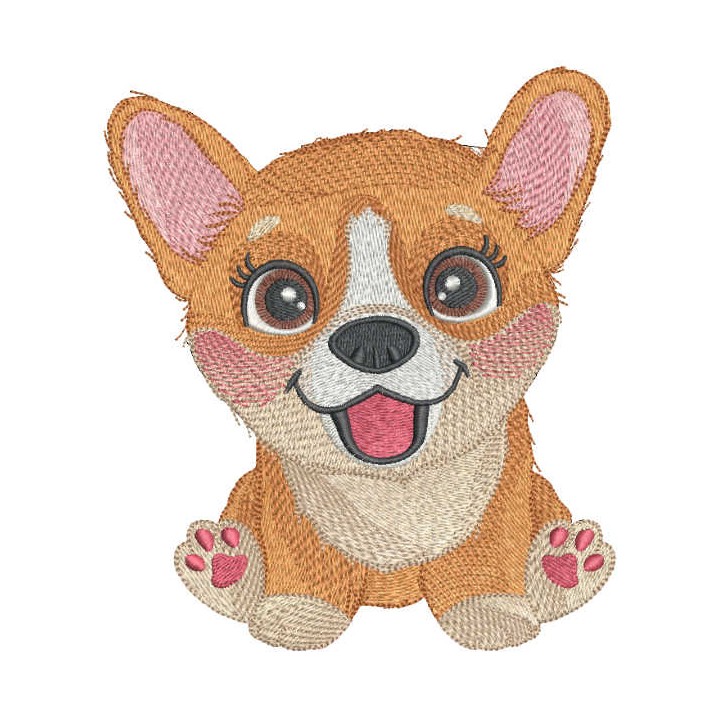 Corgi puppy embroidery design - Embroidery Design