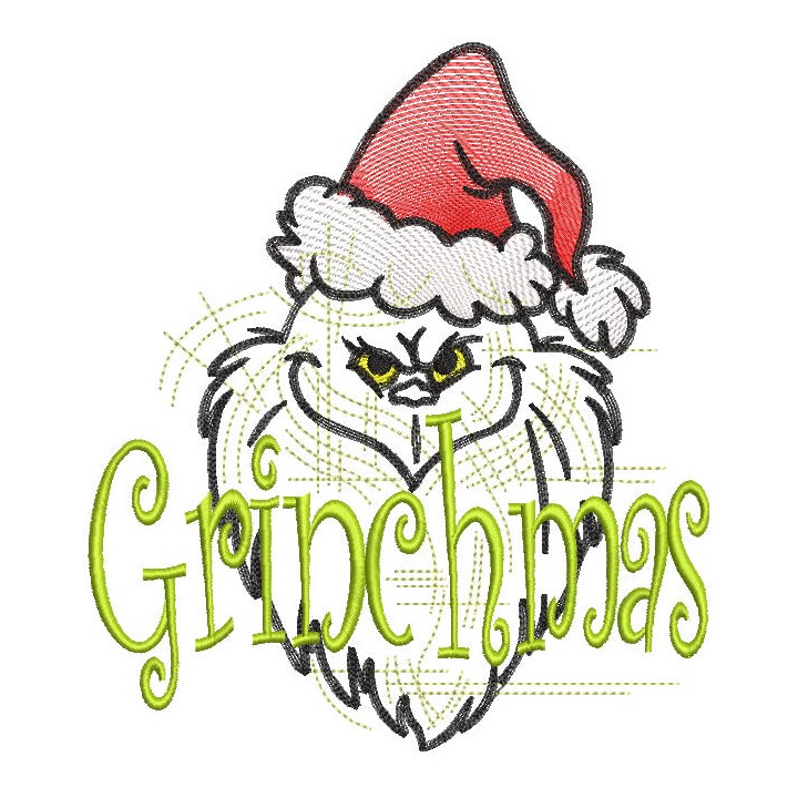 Grinchmas Christmas sketch embroidery design - Embroidery Design