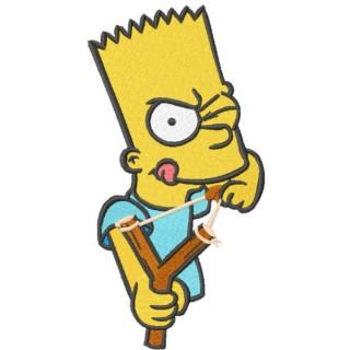 Bart Simpson with catapult embroidery design - Embroidery Design