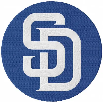 San Diego Padres classic logo embroidery design preview showing stitched baseball team insignia