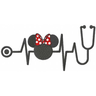 Minney Mouse stetoscope embroidery design - Embroidery Design