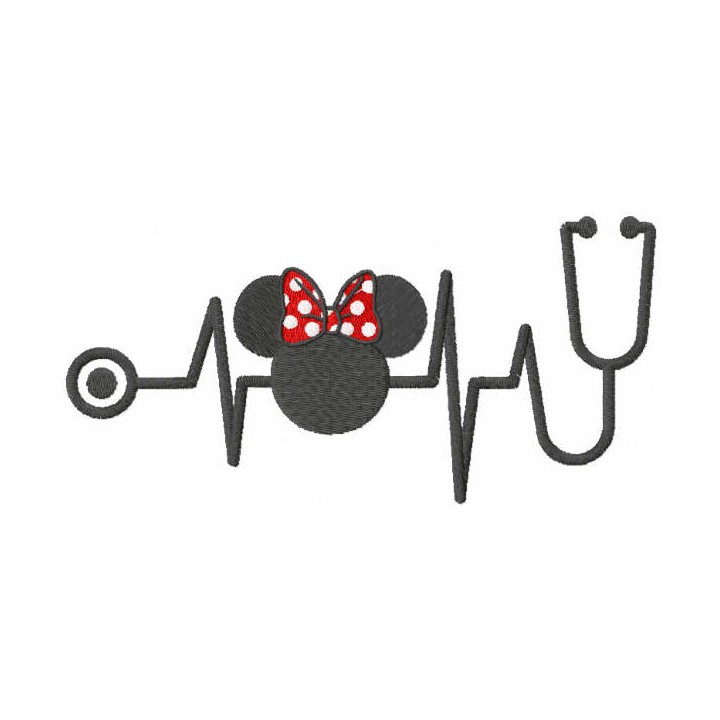 Minney Mouse stetoscope embroidery design - Embroidery Design