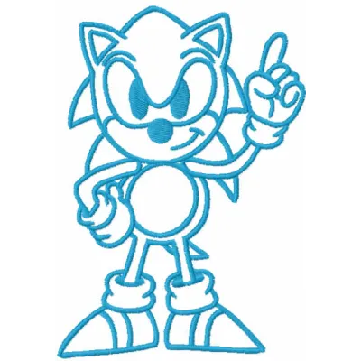 Sonic the Hedgehog colored embroidery design preview showing stitched motif