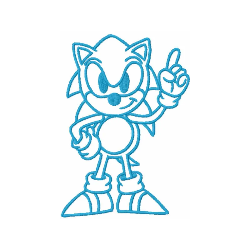 Sonic the Hedgehog colored embroidery design preview showing stitched motif