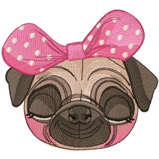Pug dog girl embroidery design - Embroidery Design