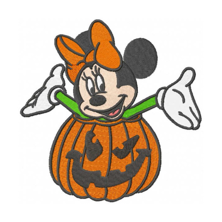 Minnie pumpkin costume embroidery design - Embroidery Design