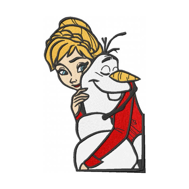 Anna hugs olaf embroidery design - Embroidery Design