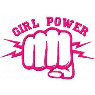 Pink girl power embroidery design - Embroidery Design