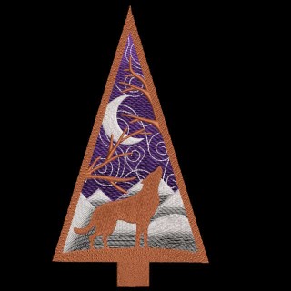 Modern Christmas tree wolf winter embroidery design - Embroidery Design