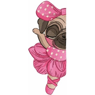 Pug dog funny ballerina embroidery design - Embroidery Design