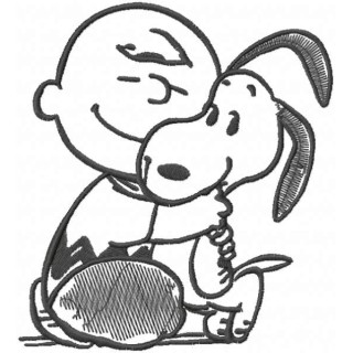Charlie brown meet with snoopy embroidery design - Embroidery Design