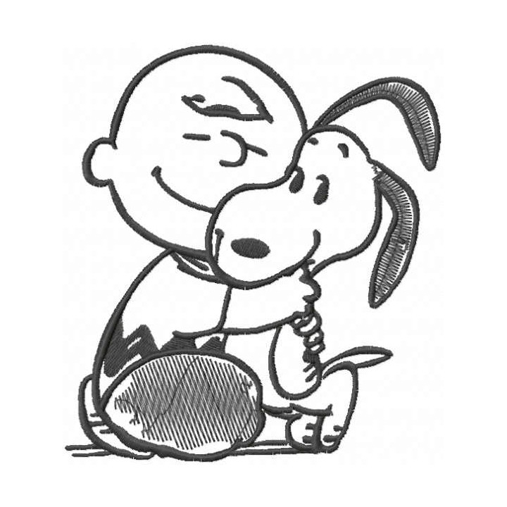 Charlie brown meet with snoopy embroidery design - Embroidery Design