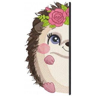 Hedgehog outside the door embroidery design - Embroidery Design