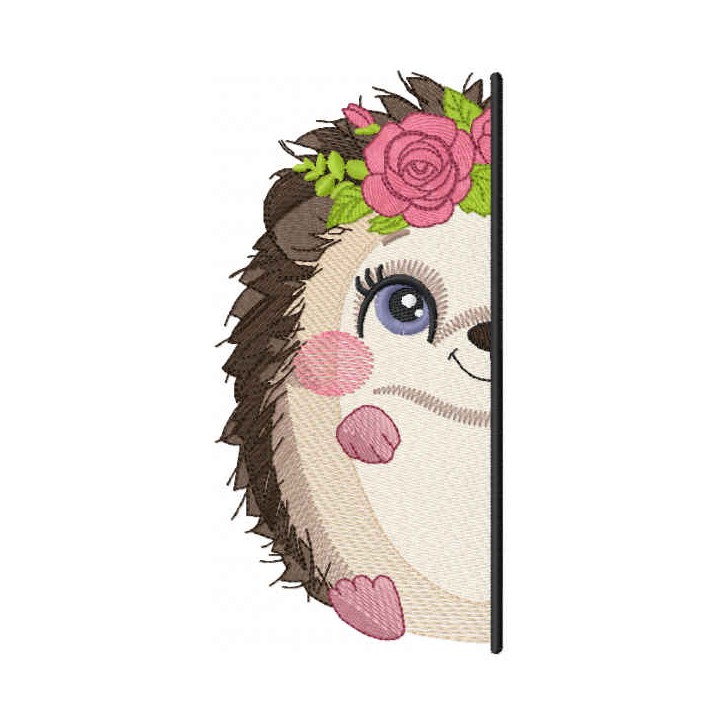Hedgehog outside the door embroidery design - Embroidery Design