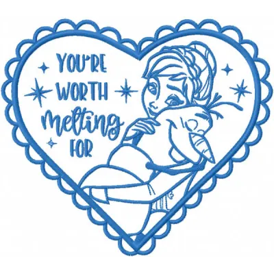 Anna Love Olaf embroidery design preview showing stitched Frozen characters