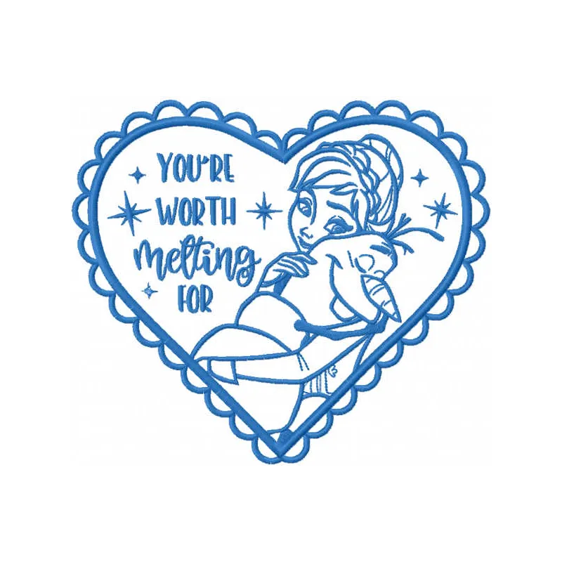 Anna Love Olaf embroidery design preview showing stitched Frozen characters