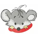 Tiny mouse hiding embroidery design preview showing detailed stitching pattern