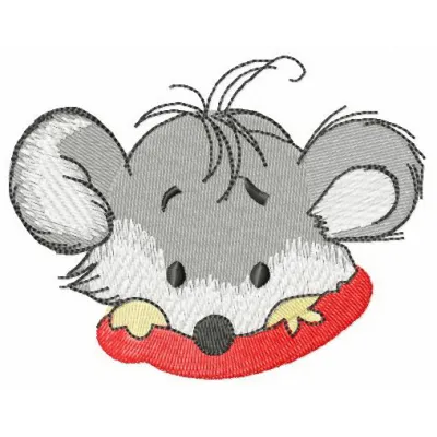 Tiny mouse hiding embroidery design preview showing detailed stitching pattern