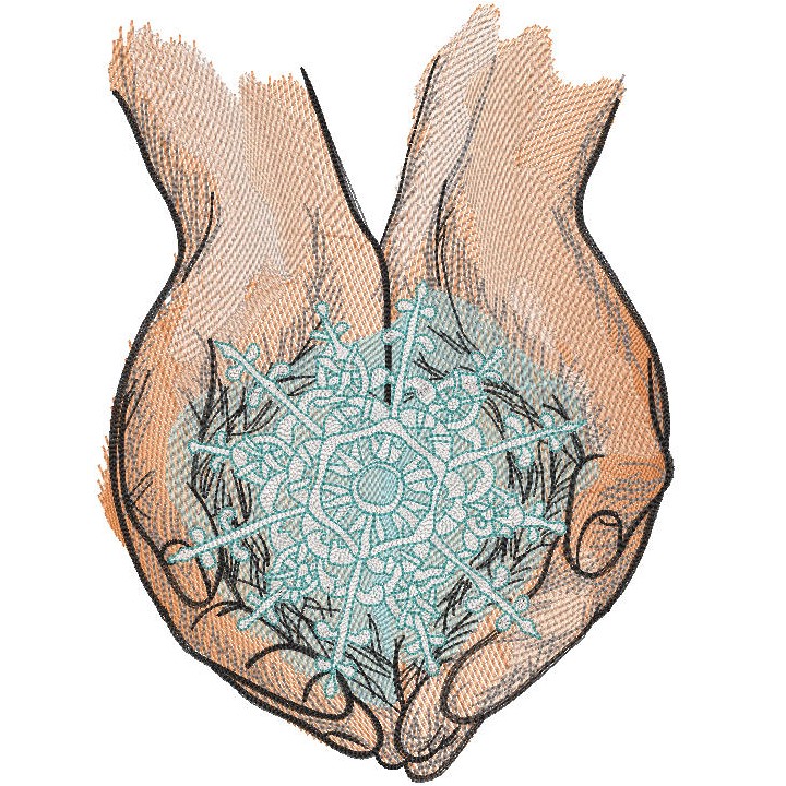 Snowflake on the palm embroidery design - Embroidery Design