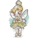 Tinkerbell with heart sketch embroidery design featuring a whimsical Tinkerbell illustration and delicate heart motifs.
