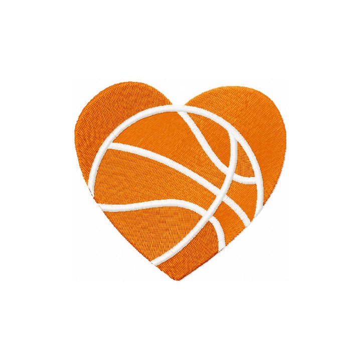 Basketball heart embroidery design - Embroidery Design