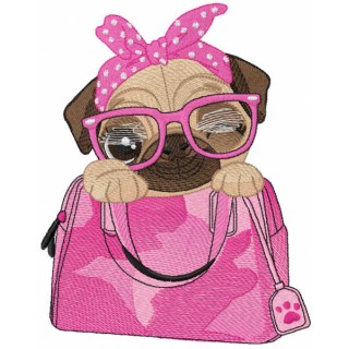 Pug dog of my purse embroidery design - Embroidery Design