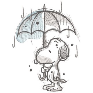 Snoopy with an umbrella in the rain embroidery design - Embroidery Design