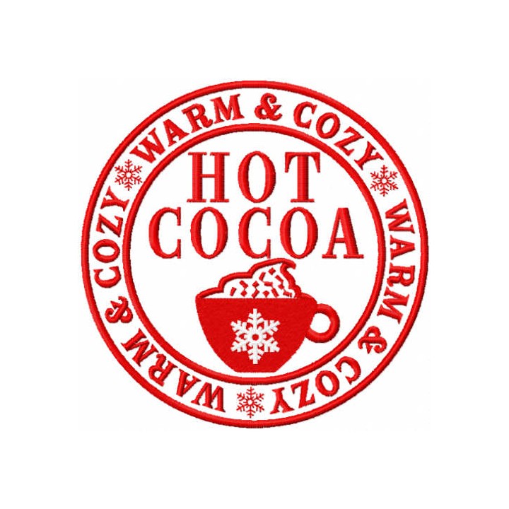 Hot Cocoa warm and cozy embroidery design - Embroidery Design