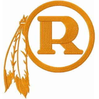 Redskins r one colored logo embroidery design - Embroidery Design