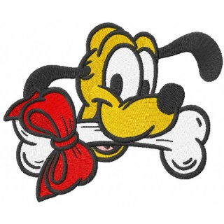 Pluto with bone embroidery design - Embroidery Design