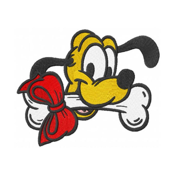 Pluto with bone embroidery design - Embroidery Design