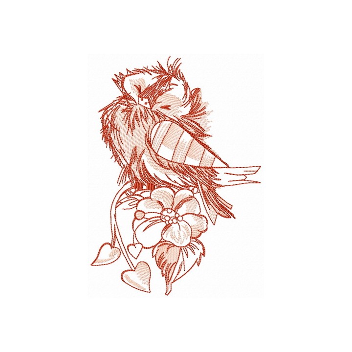 Funny ruffled sparrow embroidery design - Embroidery Design