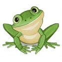 Southern laughing tree frog embroidery design preview showing detailed stitching pattern